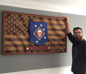 The "Amber Waves of Grain" American Flag w/custom logo